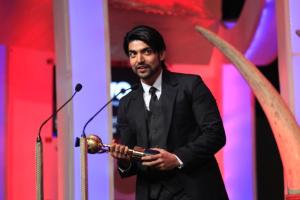 Gurmeet Chowdhary receiving the best television actor at the SAIFTA in Durban, South Africa, September 6, 2013. (Photo: IANS)
