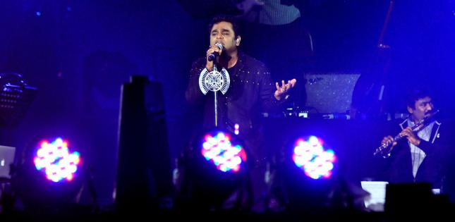 Twin Grammy and Academy Awards winner A R Rahman performs during 'Rahmanishq